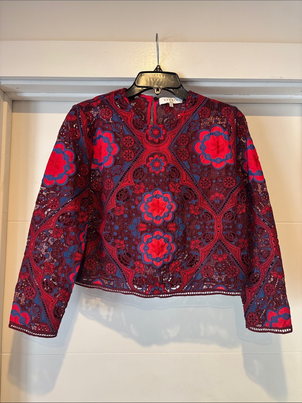 Sandro Embroidered Floral Lace Top sz Fr3
